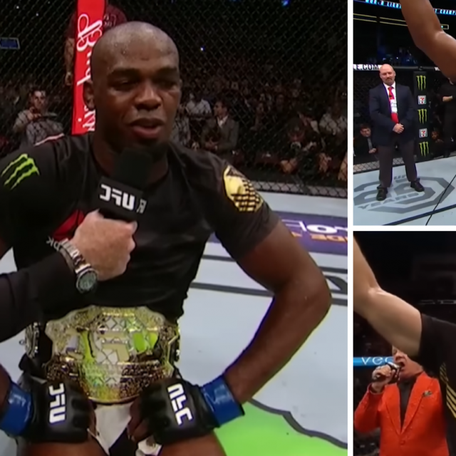 Jon Jones (lijevo), Daniel Cormier (gore desno), Jiri Prochazka (dolje desno)