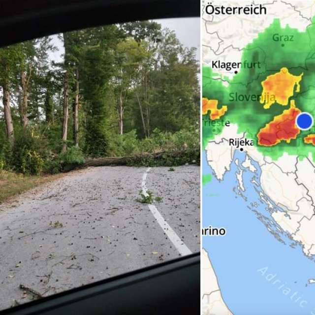 Srušena stabla u Zagorju, tamni oblaci nad Zagrebom