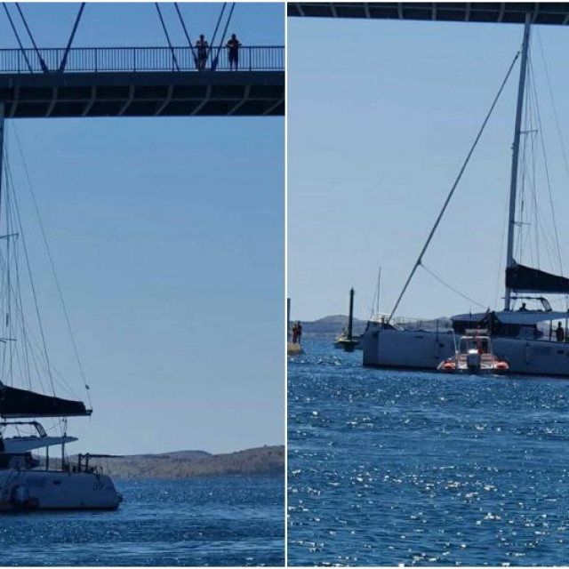 Katamaran jarbolom zapeo za most u Ždrelcu