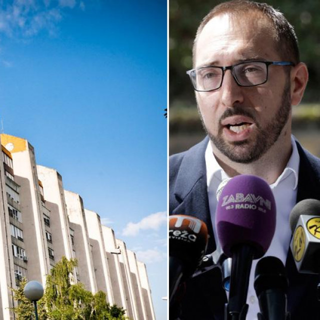 Ilustracija zgrade u Zagrebu i Tomislav Tomašević