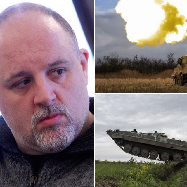 Igor Tabak; francuska samohodna haubica Cezar na fronti u Ukrajini; ukrajinski oklopnjak; ukrajinski vojnik nosi granatu od 155mm