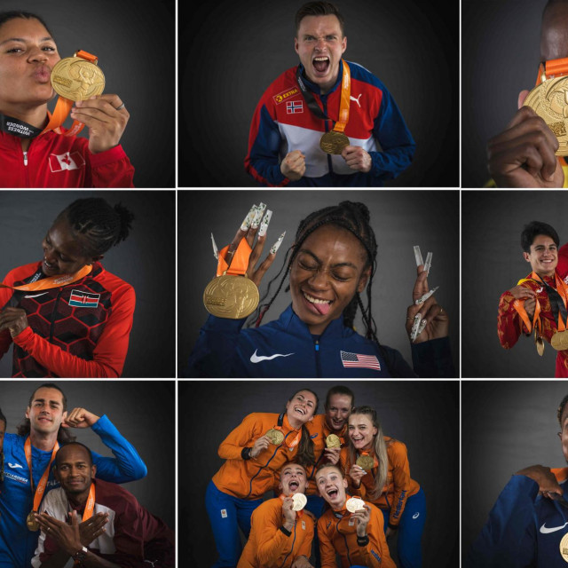 Neke od najvećih priča Svjetskog prvenstva u Budimpešti (s lijeva na desno) - Camryn Rogers (kladivo), Karsten Warholm (400 m prepone), Shericka Jackson (200 m), Faith Kipyegon (5000 m), Sha‘Carri Richardson (100 m), Alvaro Martin (hodanje 20 km) i Maria Perez (hodanje 20 km), Juvaughn Harrison, Gianmarco Tamberi i Mutaz Essa Barshim (vis), Lieke Klaver, Femke Bol, Eveline Saalberg, Cathelijn Peeters i Lisanne de Witte (4x400 m), te Noah Lyles (100 m)