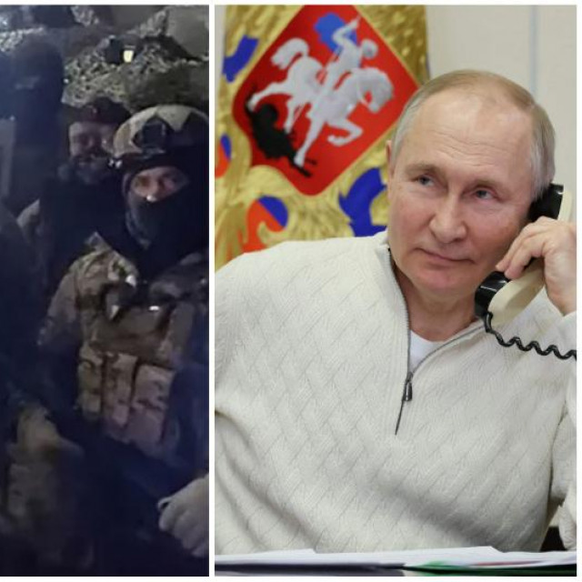 Jevgenij Prigožin s pripadnicima Wagnera, Vladimir Putin