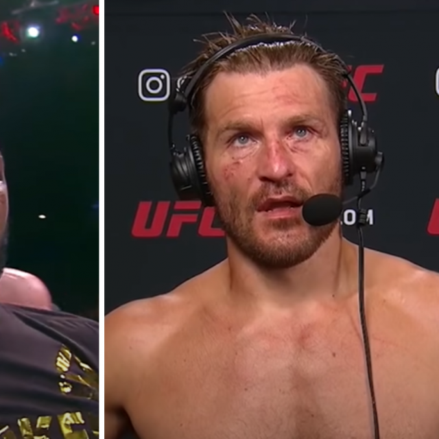 Jon Jones (lijevo) i Stipe Miočić (desno)