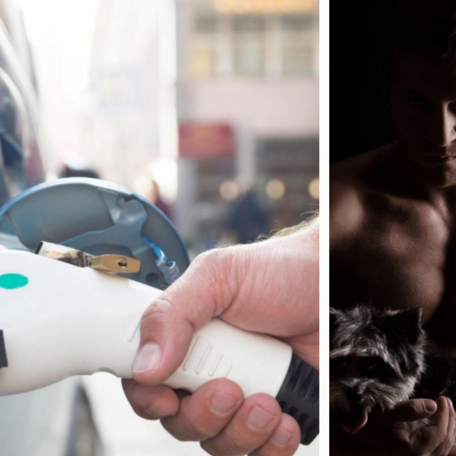 Macho man, električni auti, ilustracija