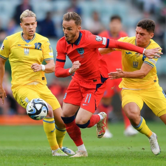James Maddison during the UEFA EURO 2024 European qualifier match between Ukraine and England at Stadion Wroclaw on September 9, 2023 in Wroclaw, Poland.,Image: 804110396, License: Rights-managed, Restrictions: *** World Rights Except France and Poland *** FRAOUT POLOUT, Model Release: no, Credit line: PressFocus/ddp USA/Profimedia