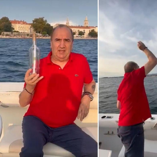 Mladen Grdović baca bocu u more