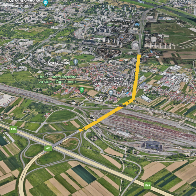 Buduća trasa novog južnog ulaza u Zagreb na čvoru jakuševac