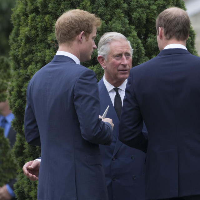 Kralj Charles sa sinovima Harryjem i Williamom 2013. godine
