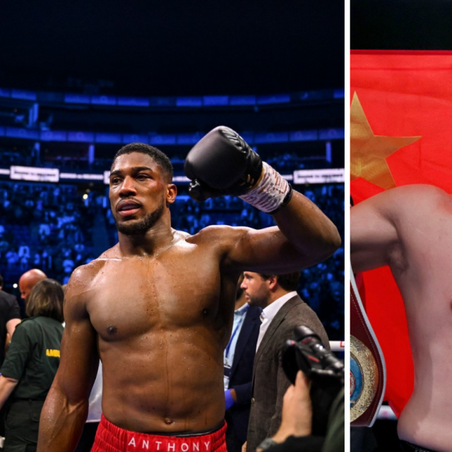 Anthony Joshua (lijevo) i Zhilei Zhang (desno)