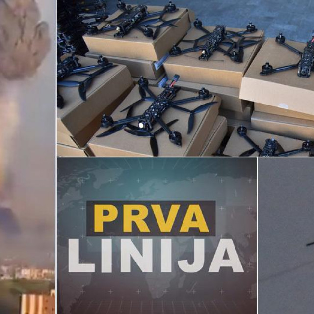 Prizor eksplozije u Ukrajini koju je navodno izazvao dron Shaheed 136; mali dronovi za ukrajinsku vojsku; projektil protuzračne obrane ide prema dronu Bayraktar TB2