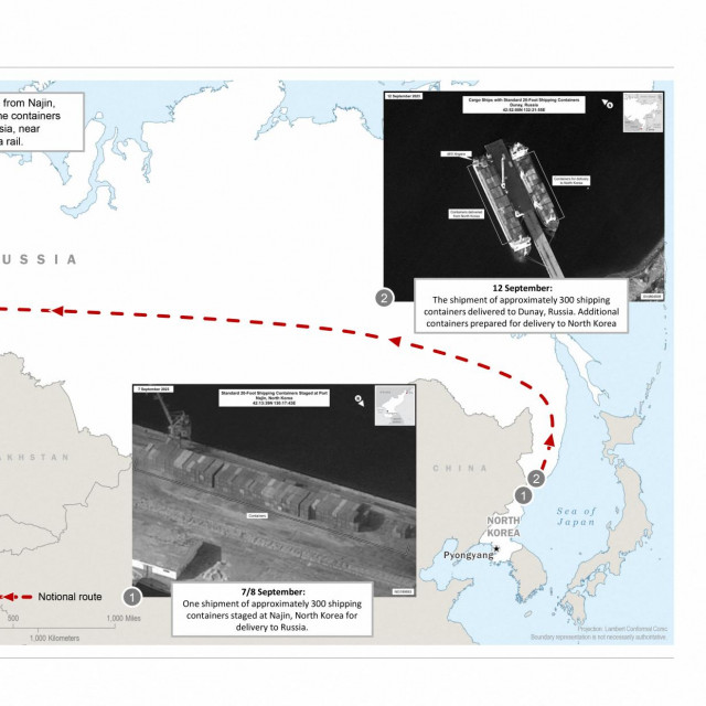 Snimke koje su Sjedinjene Američke Države napravile, a na kojim se može vidjeti linija opskrbe oružjem između Rusiji i Sjeverne Koreje