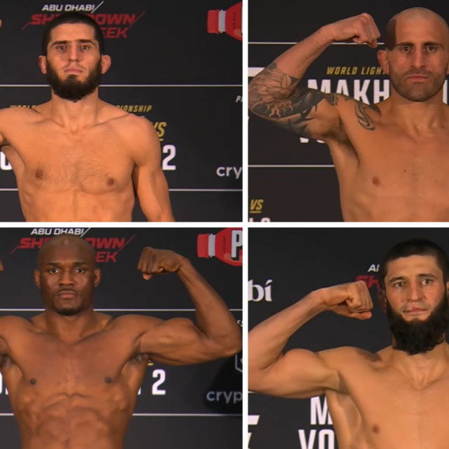 Islam Makhachev (gore lijevo vs. Alexander Volkanovski (gore desno) | Kamaru Usman (dolje lijevo) vs. Khamzat Chimaev (dolje desno)