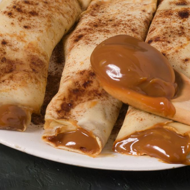 A traditional pancakes from argentina. Dulce de leche