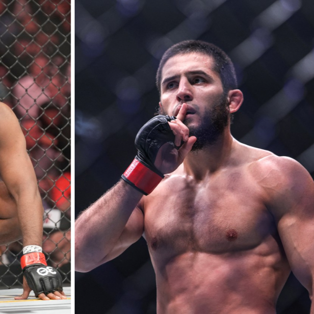 Jon Jones (lijevo) i Islam Makhachev (desno)