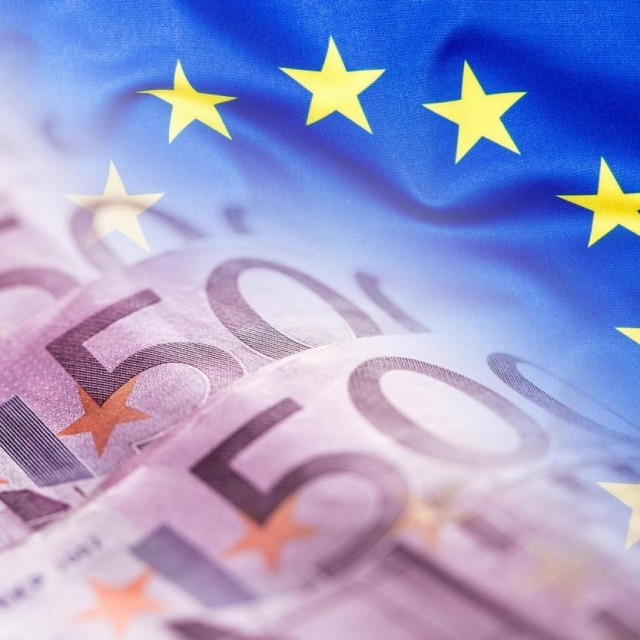 Colorful waving european union flag on a euro money background.,Image: 422867790, License: Royalty-free, Restrictions:, Model Release: no, Credit line: Weyo/Alamy/Alamy/Profimedia