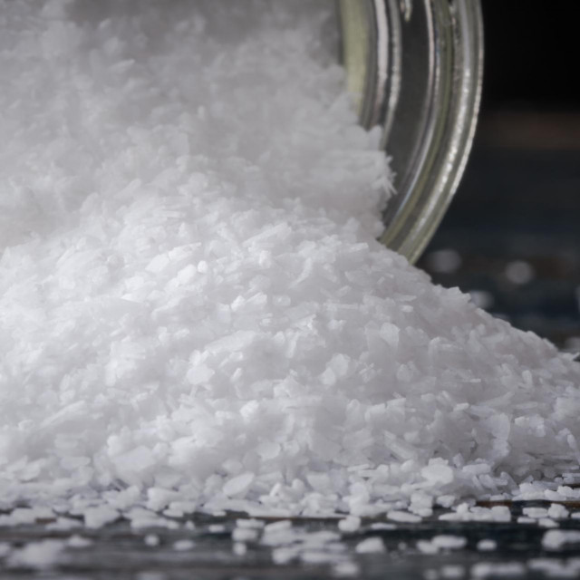 Kosher Salt Spilled from a Spice Jar