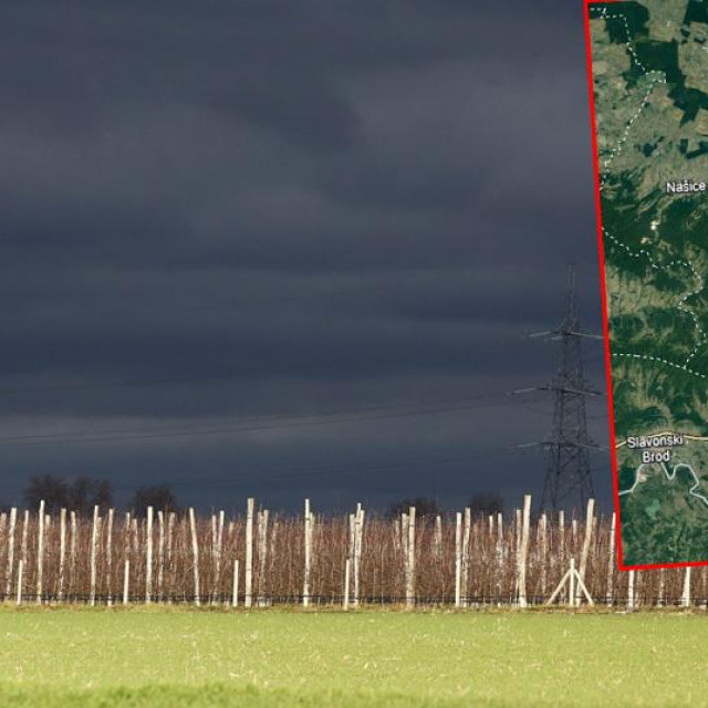 Prizor iz Osijeka i karta koja prikazuje udaljenost od Osijeka i Slavonskog Broda