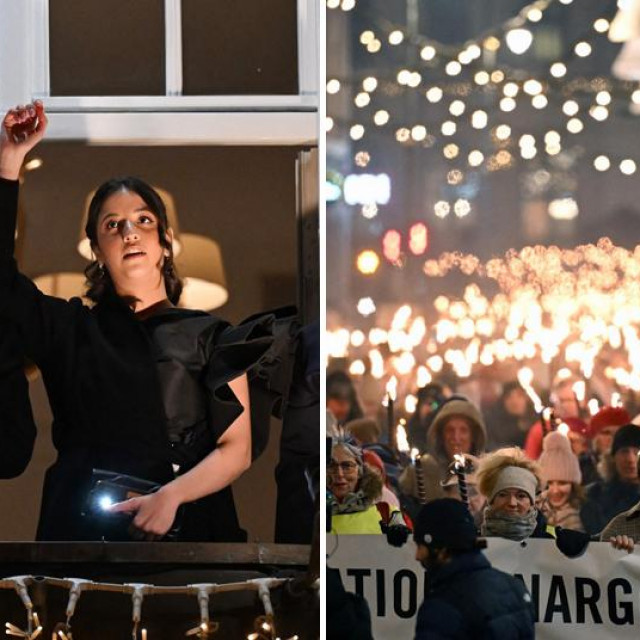 Djeca Narges Mohammadi i gomila ispred hotela