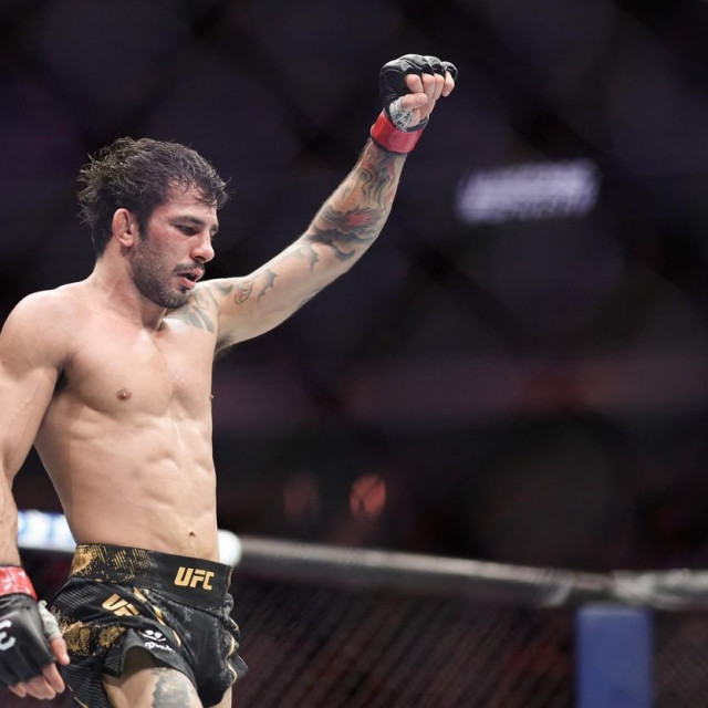 LAS VEGAS, NEVADA - DECEMBER 16: Alexandre Pantoja of Brazil reacts to his win following in the flyweight title fight during the UFC 296: Edwards vs. Covington event at T-Mobile Arena on December 16, 2023 in Las Vegas, Nevada. Sean M. Haffey,Image: 830199338, License: Rights-managed, Restrictions:, Model Release: no, Credit line: Sean M. Haffey/Getty images/Profimedia