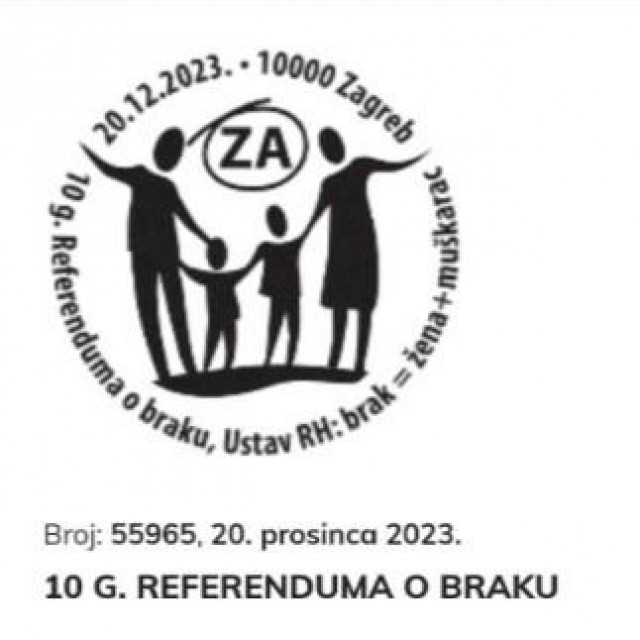 Žig Hrvatske pošte povodom obljetnice referenduma o braku