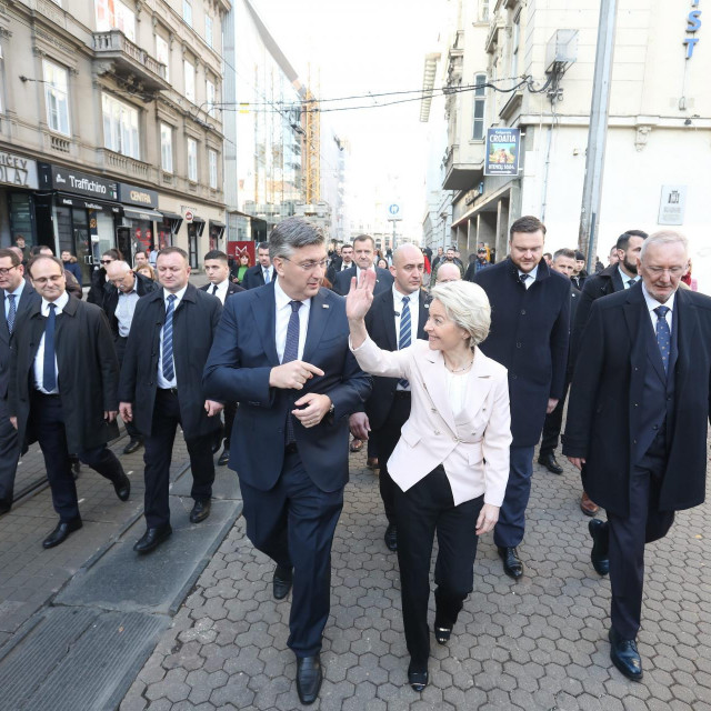 Andrej Plenković i Ursula von der Leyen tijekom njezine posjete Hrvatskoj 1. siječnja 2023. godine