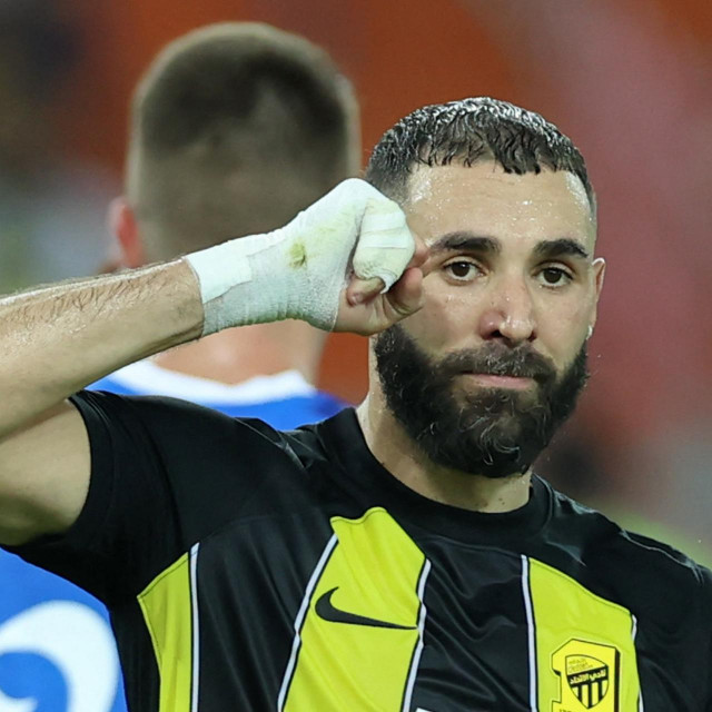 Ittihad‘s French forward #09 Karim Benzema reacts during the Saudi Pro League football match between Al-Ittihad and Al-Hilal at Prince Abdullah al-Faisal Stadium in Jeddah on September 1, 2023.,Image: 802171936, License: Rights-managed, Restrictions:, Model Release: no, Credit line: AFP/AFP/Profimedia