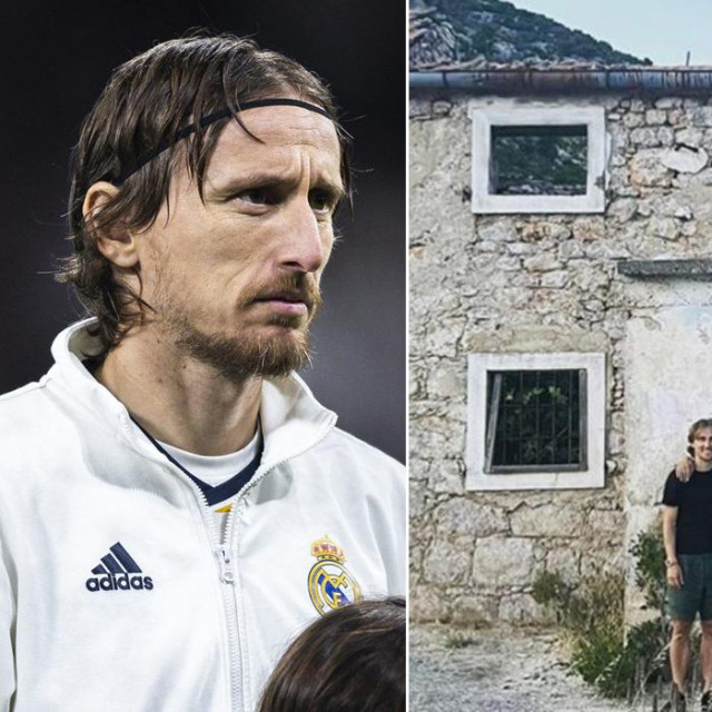 Luka Modrić s ocem ispred djedove kuće (desno)