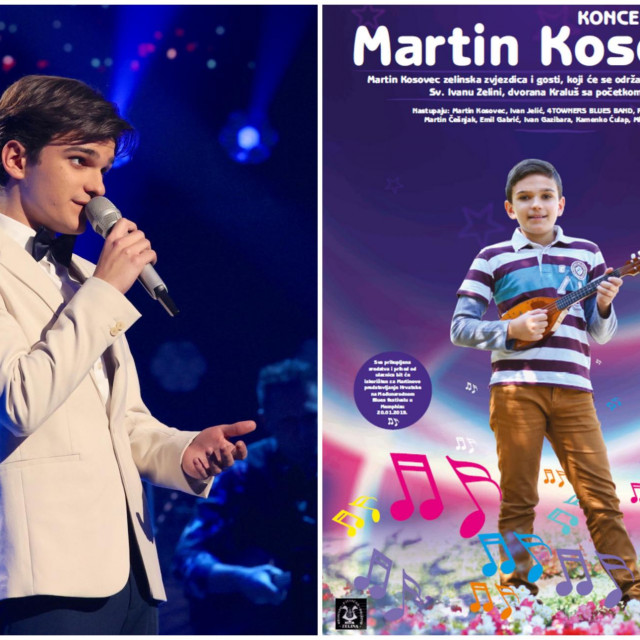 Martin Kosovec (u ‘The Voiceu” lijevo) nije od jučer na pozornicama - desno plakat za jedan njegov koncert kao dječaka