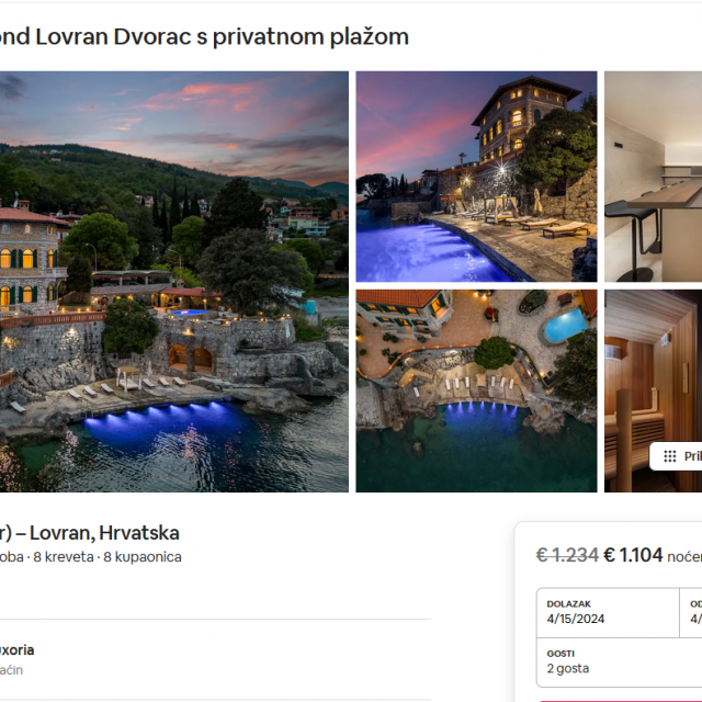 Oglas za vilu s privatnom plažom