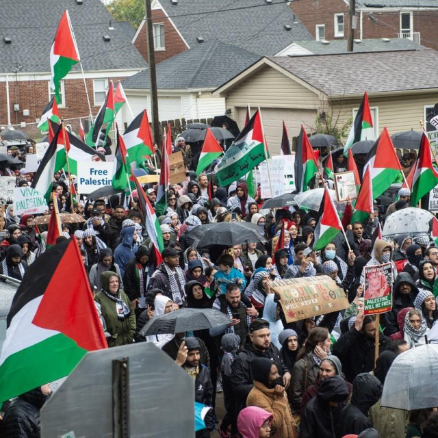 Propalestinski prosvjed ui gradu Dearborn, Michigan.