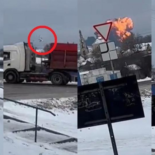Kadrovi iz snimke koja navodno prikazuje pad Iljušina-76