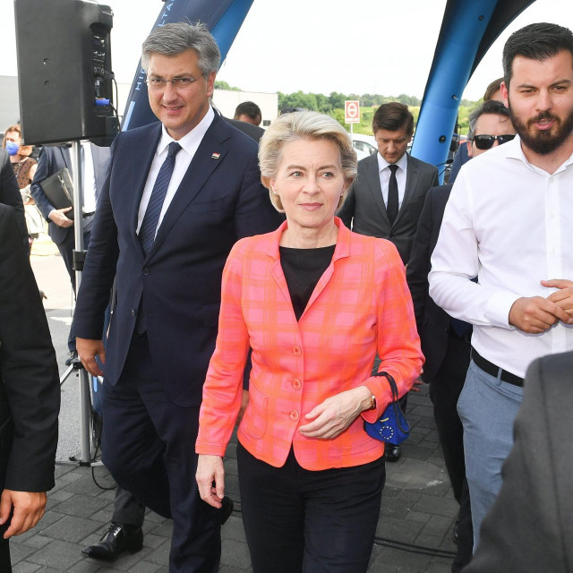 Mate Rimac s Plenkovićem i Ursulom von der Leyen