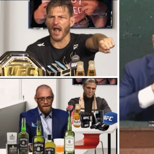 Stipe Miočić (gore lijevo) | Conor McGregor (dolje lijevo) | Dana White (desno)