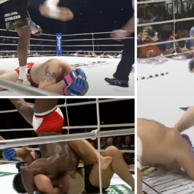 Shogun Rua vs. Kanehara (gore lijevo | Randleman vs. Yamamoto (dolje lijevo) | Cro Cop vs. Waterman (desno)