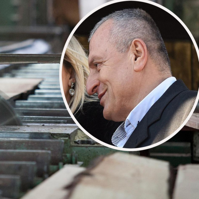 Predrag Palavra (desno) i ilustracija pilane (lijevo)