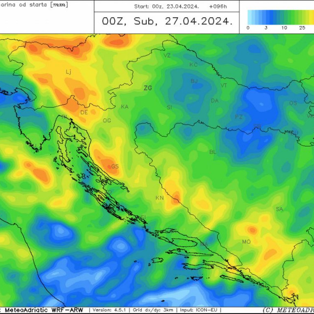Ukupne oborine u ovom tjednu