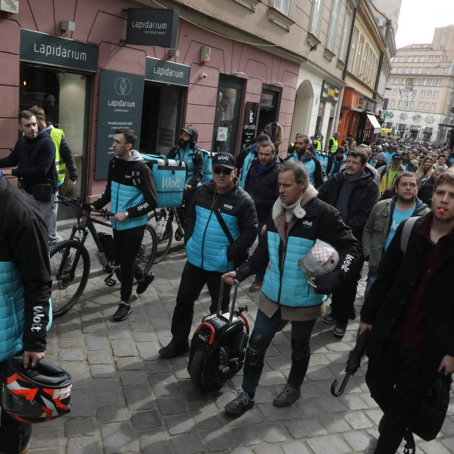 Prosvjed radnika digitalnih platformi Bolt, Uber,Wolt i Glovo, arhivka snimka