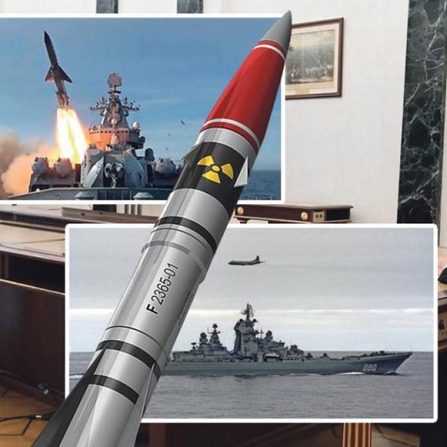 Sergej Šojgu i Valerij Gerasimov (lijevo); Vladimir Putin (desno)