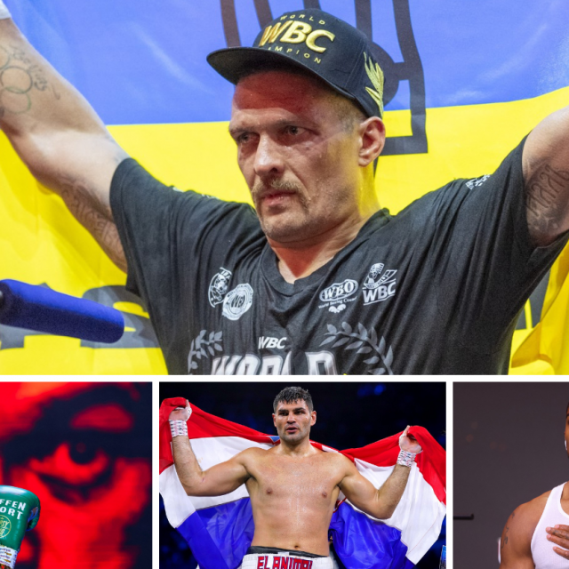 Oleksandr Usyk (gore), Tyson Fury (dolje lijevo), Filip Hrgović (sredina dolje), Anthony Joshua (dolje desno)