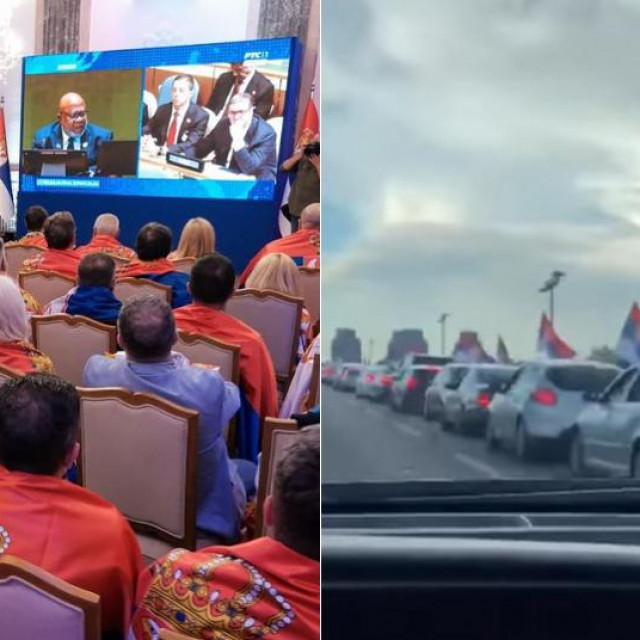 Ministri Vlade Srbije prate sjednicu u UN-u; Povorka na ulicama Beograda