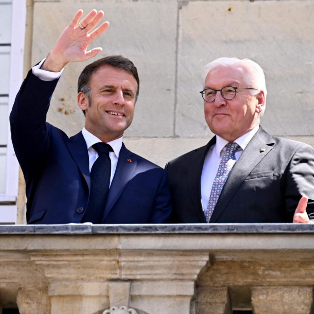 Emmanuel Macron (lijevo) i njemački predsjednik Frank-Walter Steinmeier u Muensteru 