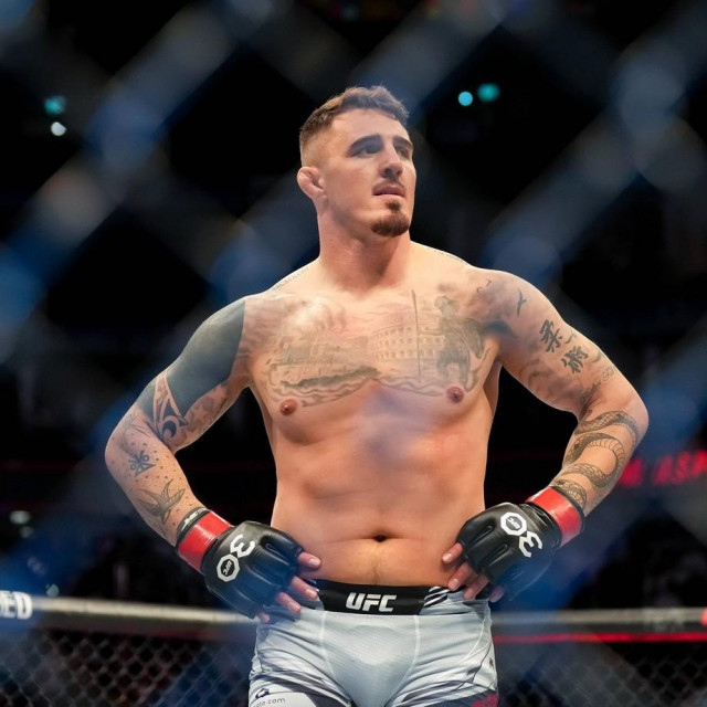 Tom Aspinall celebrates after knocking out Marcin Tybura during UFC Fight Night: London the at the O2, London, England on the 22 July 2023. Copyright: xAndyxRowlandx PMI-5650-0002,Image: 867947584, License: Rights-managed, Restrictions: Credit images as ”Profimedia/ IMAGO”, Model Release: no, Credit line: Andy Rowland/imago sportfotodienst/Profimedia