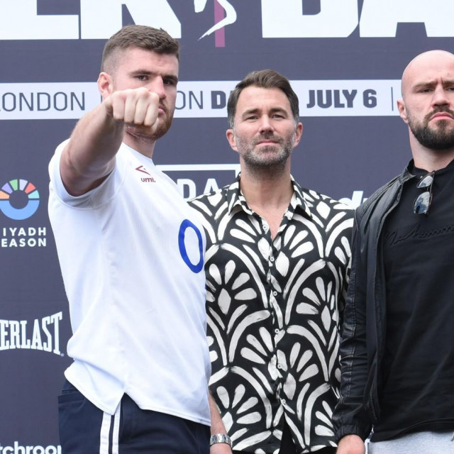 Johnny Fisher (lijevo), Eddie Hearn (sredina) i Alen Babić.