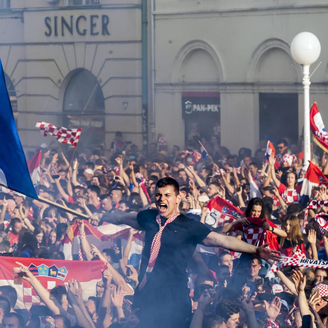Navijači u centru Zagreba 2018. godine