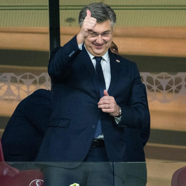 Premijer Plenković na utakmici osmine finala, Japan - Hrvatska u Kataru 2022.
