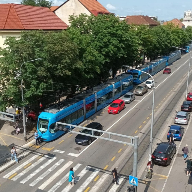Zastoj tramvaja u Zagrebu