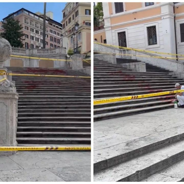 Španjolske stube u Rimu zalivene crvenom bojom