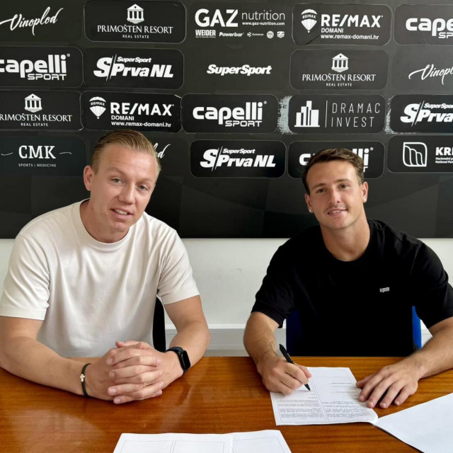 Sportski direktor Mario Brkljača i novi igrač Šibenika Lusac Falcao