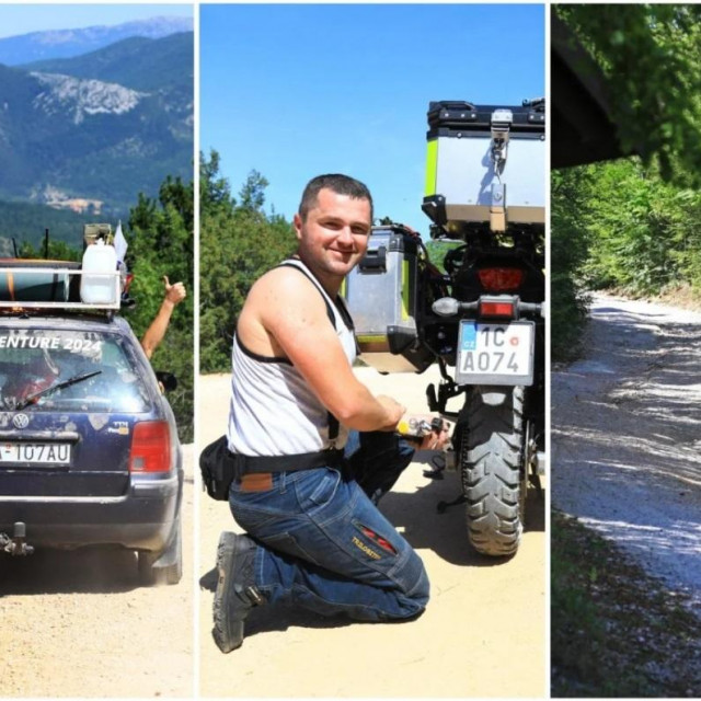 Slovačko vozilo na odlasku s vojnog poligona; Motociklist iz Češke na pola puta; Početak makadamske ceste